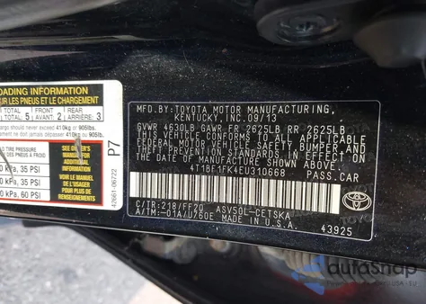 2014 Toyota Camry Se из США, поврежденный, VIN 4T1BF1FK4EU310668